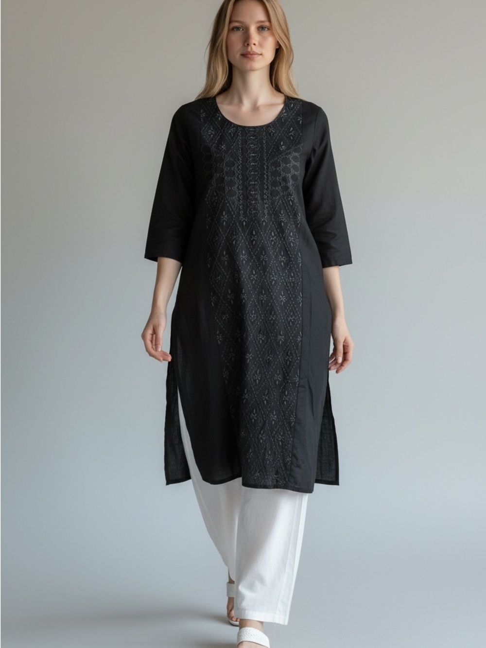 Grey Embroidered Women’s Kurti